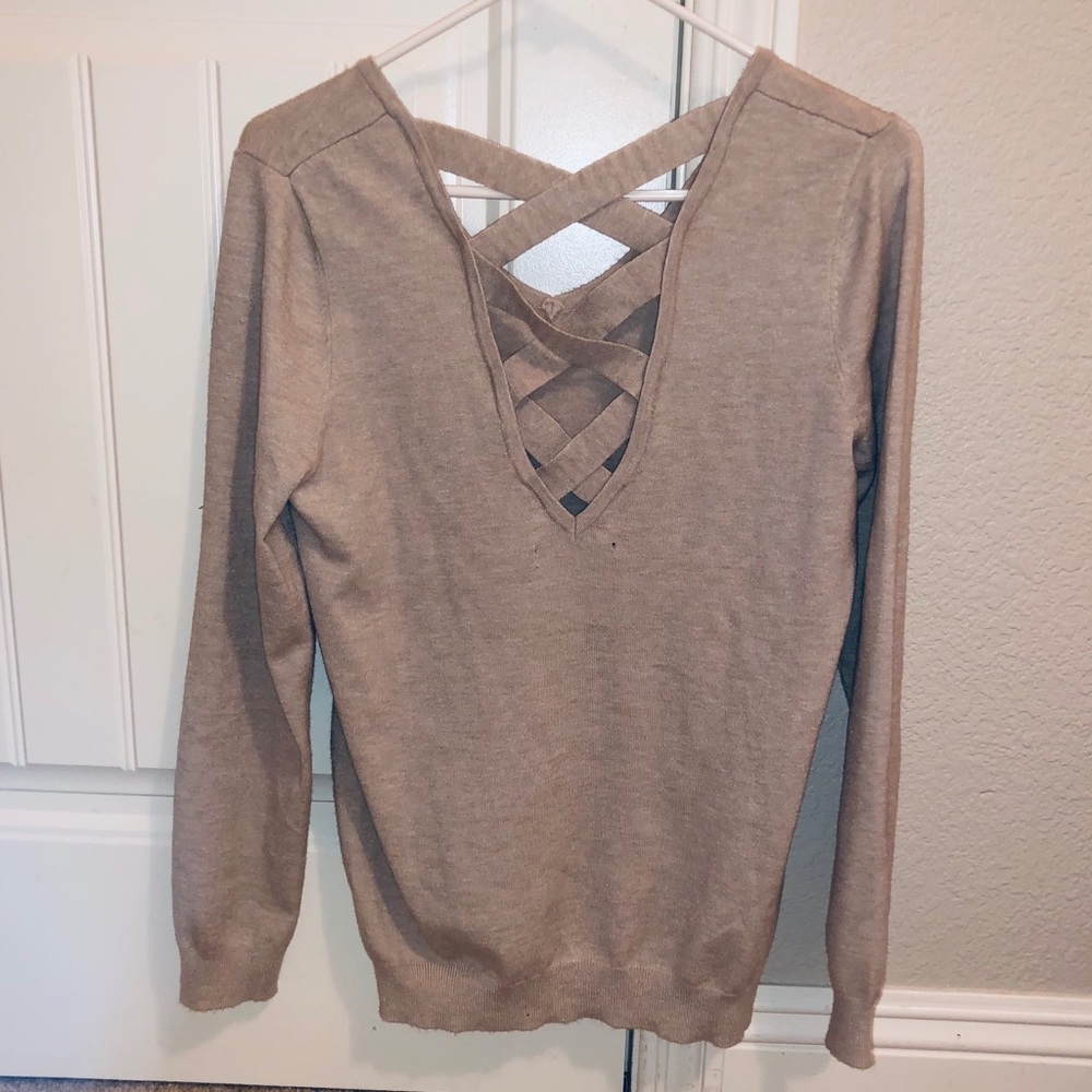 Love Always Beige Detail Pullover Sweater
